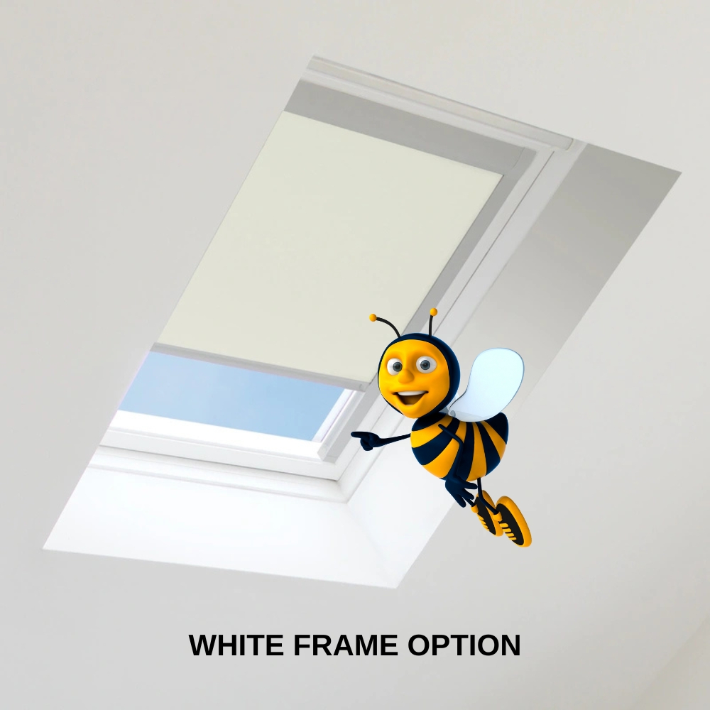 Keylite blinds from Bizzy Blinds Ireland. This blind is cream and has a white frame