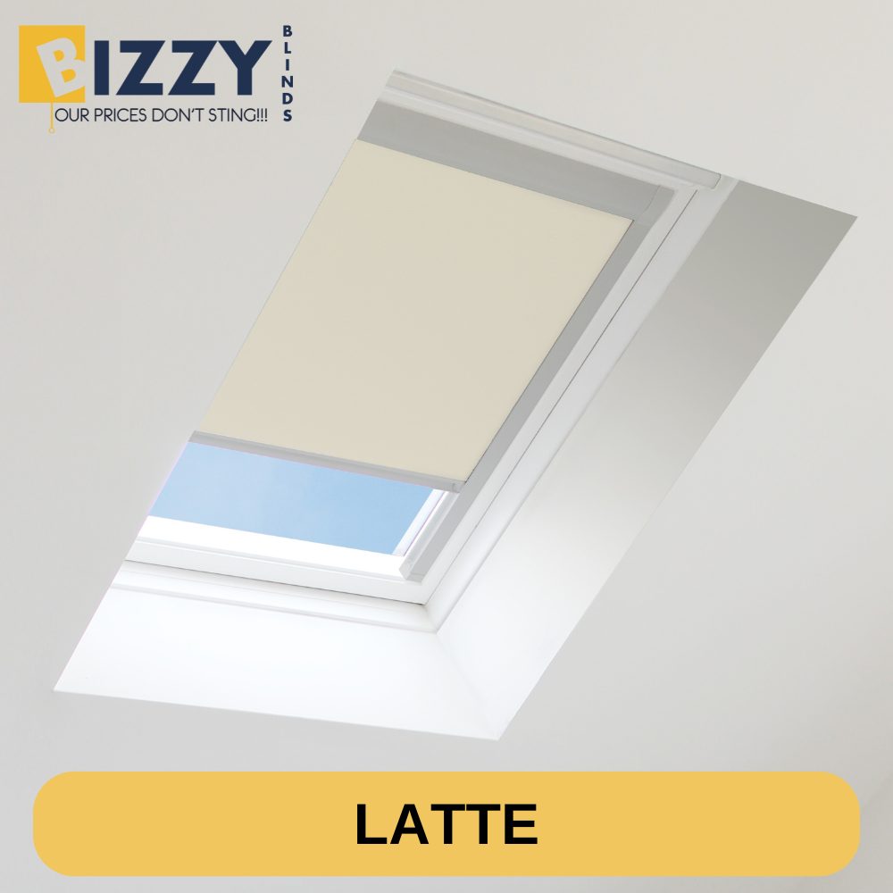 Image of a Velux Window Blinds In the colour latte on Bizzy Blinds www.bizzyblinds.ie