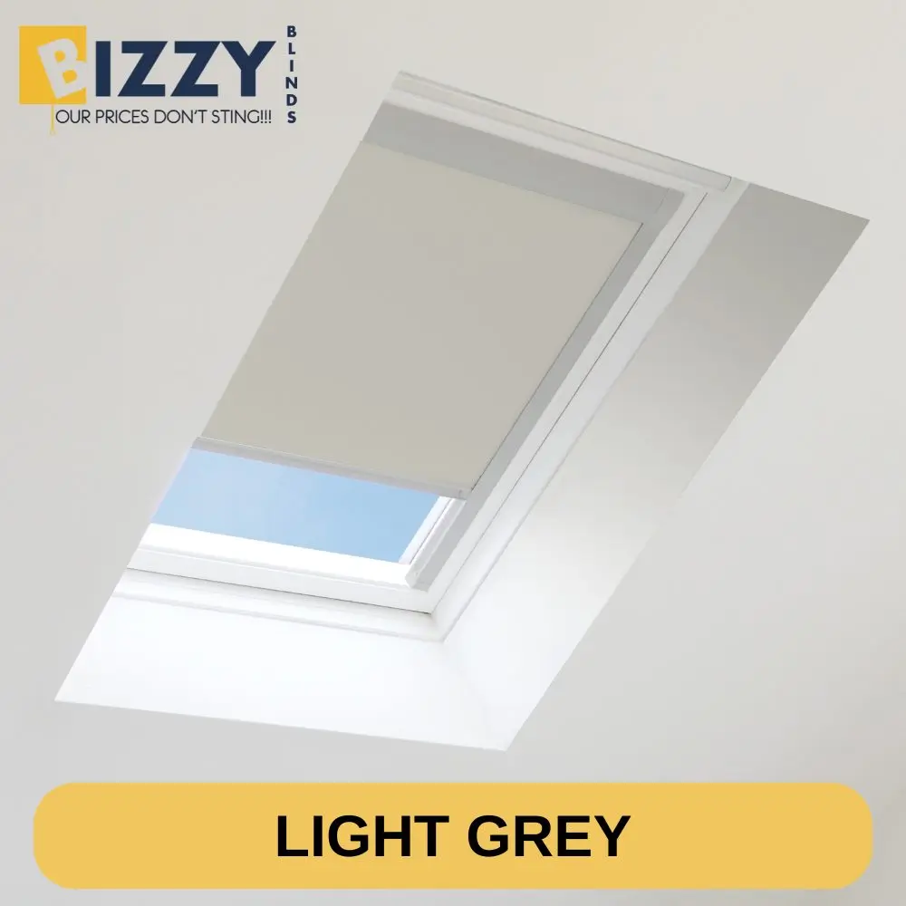 Image of a Velux Window Blinds In the colour light grey on Bizzy Blinds www.bizzyblinds.ie