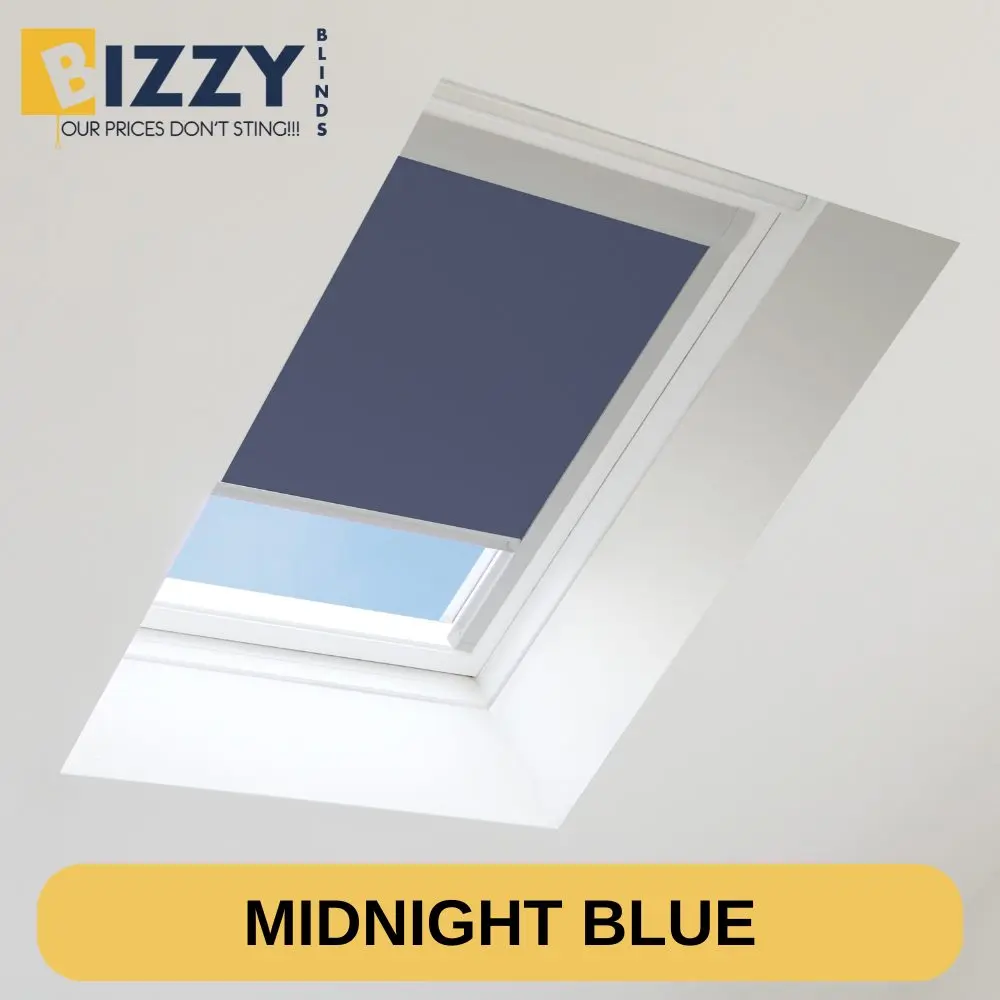 Image of a Velux Window Blinds In the colour midnight blue on Bizzy Blinds www.bizzyblinds.ie