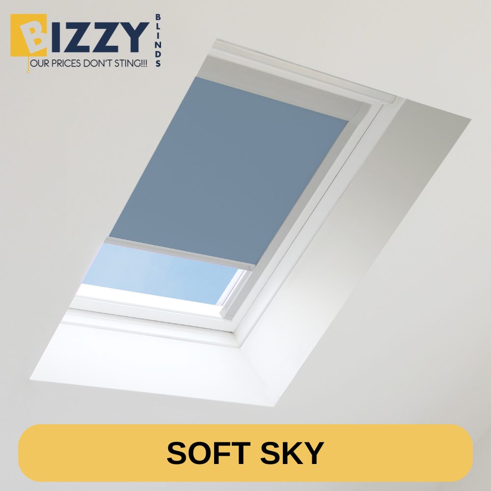 Image of a Velux Window Blinds In the colour soft sky blue on Bizzy Blinds www.bizzyblinds.ie