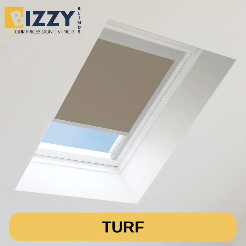 Image of a Velux Window Blinds In the colour turf brown on Bizzy Blinds www.bizzyblinds.ie